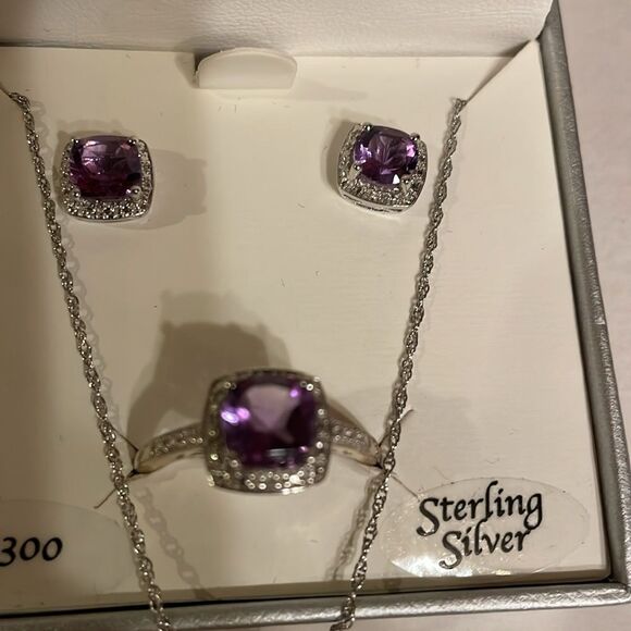 Macy's Sterling Silver and Purple Jewelry Set - Picture 4 of 7